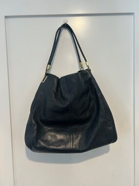 Coach  Black Pebble Madison Leather 3 Compartment Phoebe Shoulder Bag black